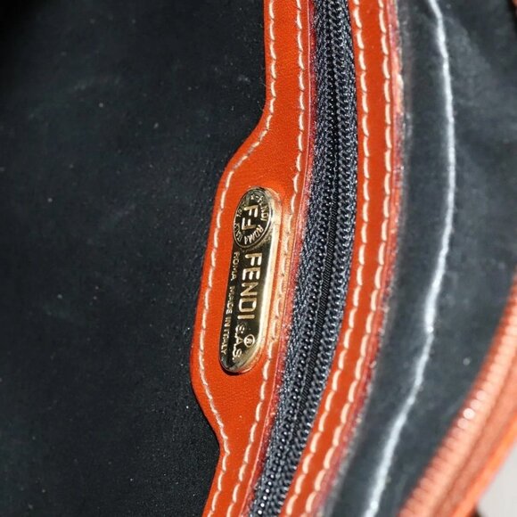 FENDI Pecan Canvas Shoulder Bag Coated Canvas Black Brown gold Auth 138323 - Picture 10 of 16